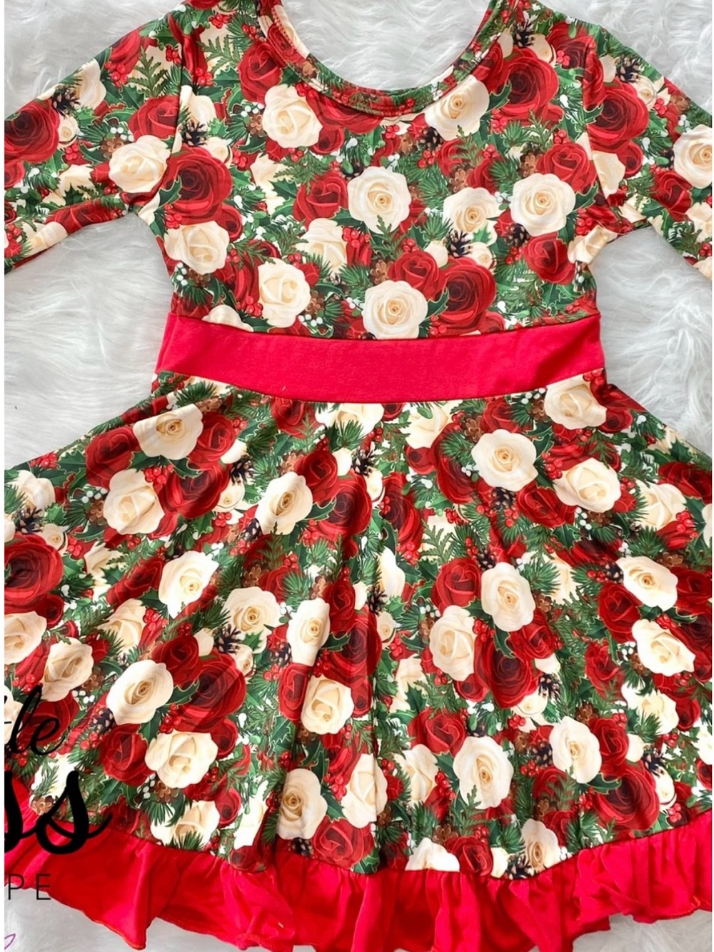 CHRISTMAS ROSE TWIRLY DRESS - Picture 2 of 3